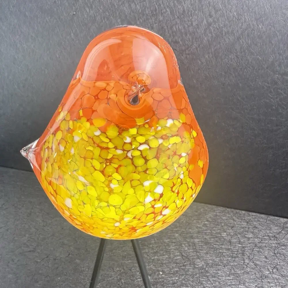 BIRDS Style Hand-Blown Glass Birds Figurines Tall Metal Legs (set/2 birds) - Picture 10 of 16